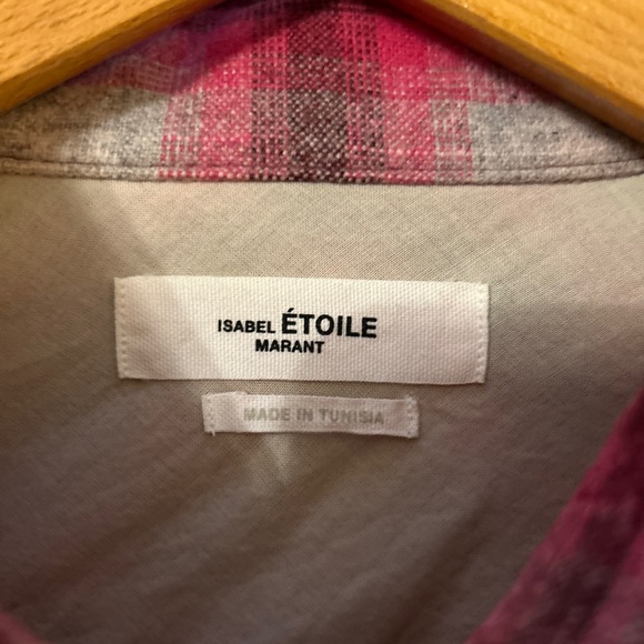 Isabel Marant Etoile Reosi Pink Flannel Plaid Puff Sleeves Western Style Shirt S - Picture 8 of 9